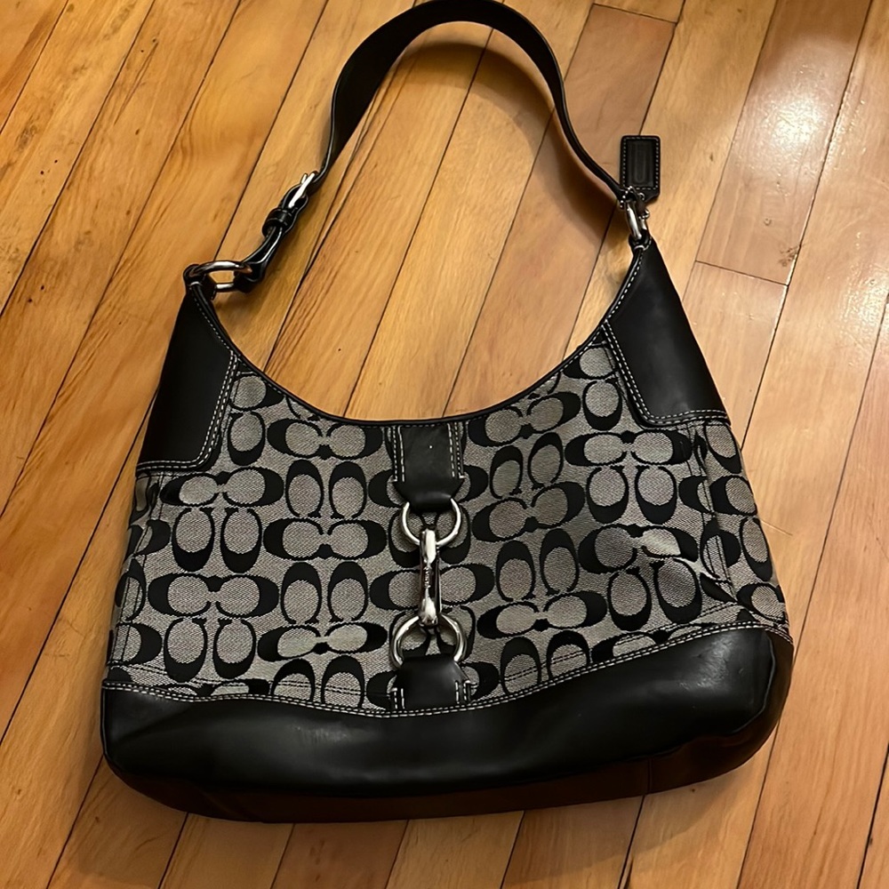Black coach logo bag
